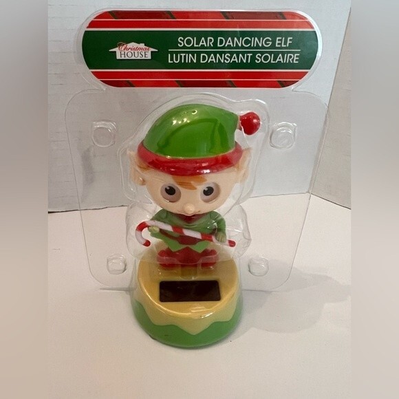 Solar Dancing Elf & Blinking Reindeer Set of 2 Christmas Holiday Novelty Toys - Picture 2 of 9